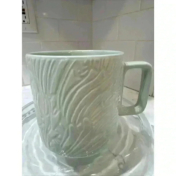 2022 Starbucks Light Green Mint Jade Leaf Marble Embossed Spring Limited 14 oz - Picture 12 of 14